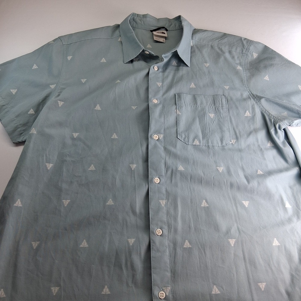 The North Face Men's XL Short Sleeve Button Down Shirt Teal Hiking Outdoor